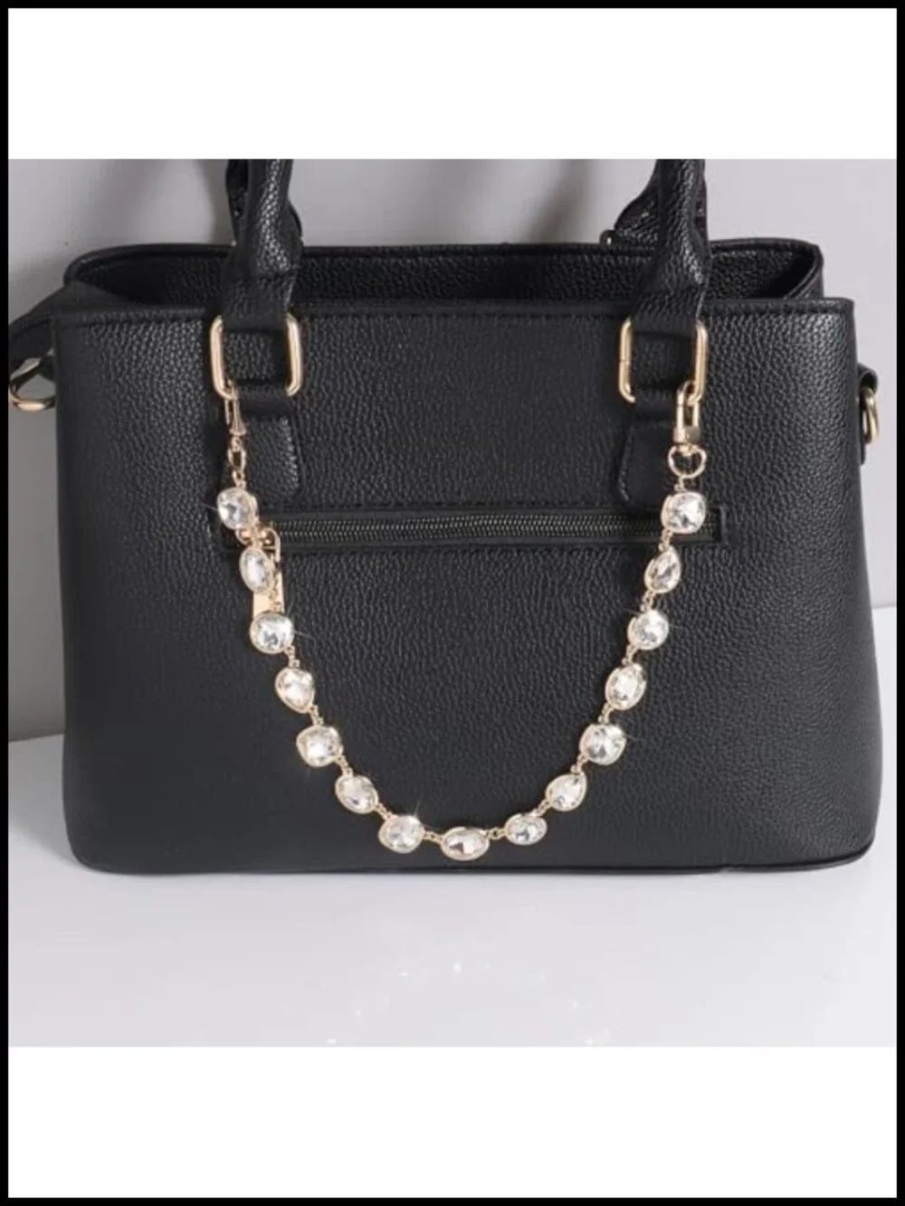 Rhinestone Purse Bag Chain Charm - Gold Plated Keychain